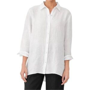 Eileen Fisher Handkerchief Linen Classic Collar Shirt Size L